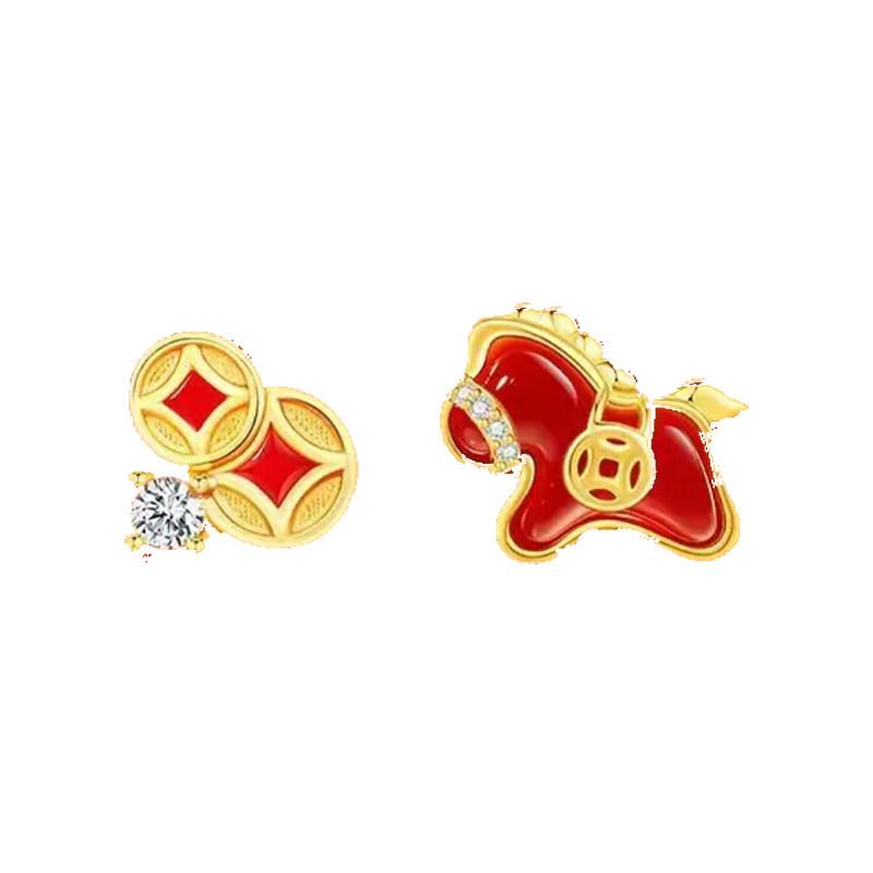 Zodiac Horse Coin Earrings: Luxurious Chinese New Year Gift