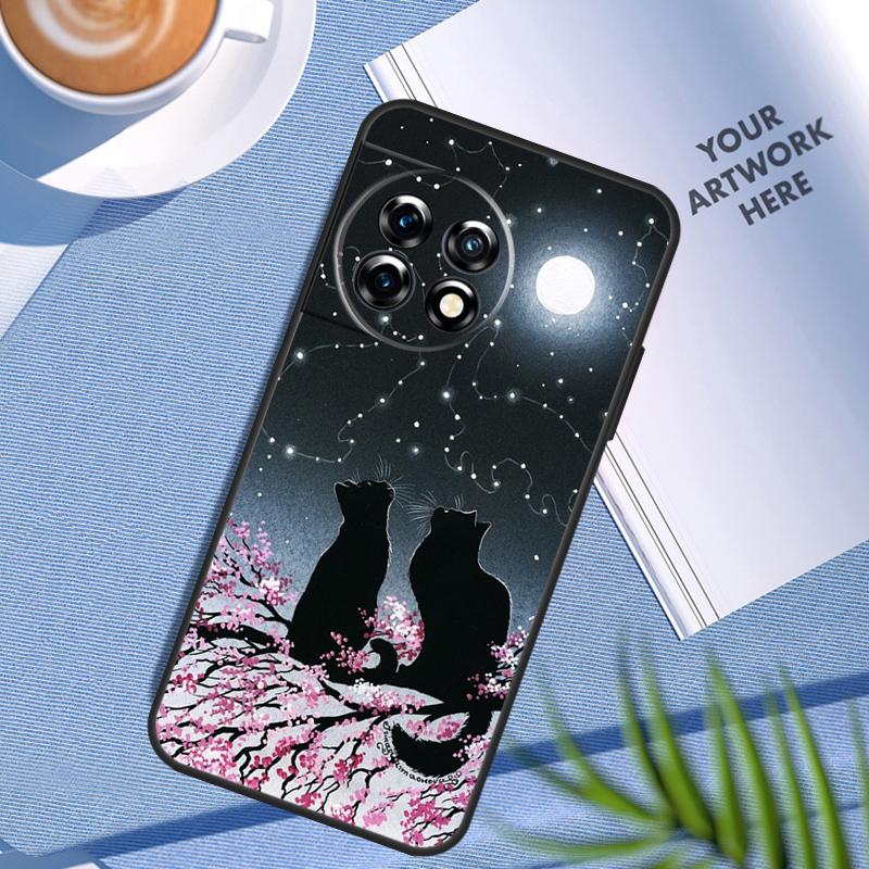 Black Cat Face Kitty Case For OnePlus Nord CE 5 2 3 4 Lite N20 N30 OnePlus 15 13 12 11 9 10 Pro 13R 10T 13T Cover