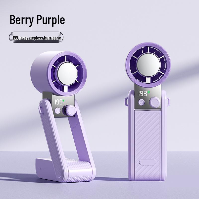

Portable USB Mini Fan with Digital Display, Long Battery Life, Foldable Design, and Strong Cooling for Outdoor Use. 3600mAh Battery