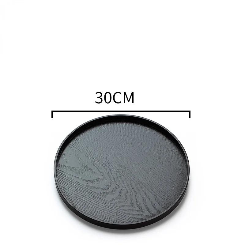 Rundes Tablett im japanischen Stil Servierplatte für Speisen Holz Snack Dessertteller Teebrett Natur Tee Speisen Serviergeschirr Getränkeplatte WF