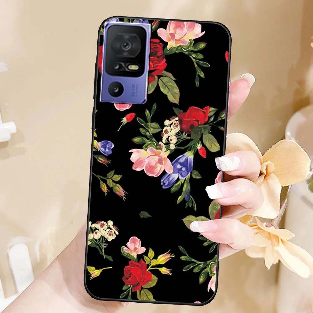 

Case For TCL 40 SE Coque TPU Soft Silicone Fashion Phone Funda For TCL 40 SE Back Cover Floral Case Luxury Capa Marble Bumper TCL 40 SE