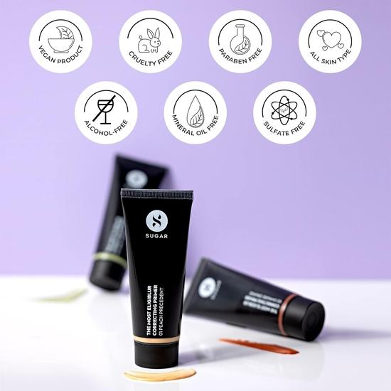 SUGAR Cosmetics The Most Eligiblur Correcting Primer - 02 Onward Orange (Orange) | Tackle Open Pores, Dark Circles | 30 Gm