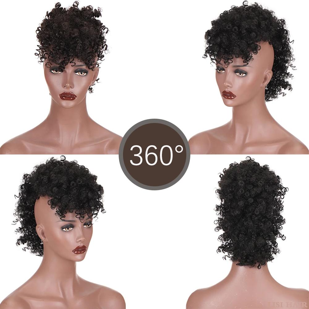 MISS WIG Estensioni sintetiche dei capelli Mohawk ricci crespi Pezzi di capelli colorati con clip per le donne Party