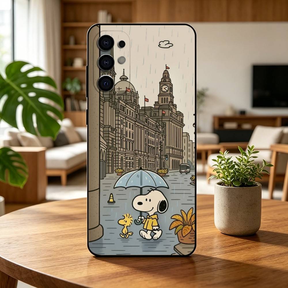 Cartoon T-S-noopy-PC Phone Case Black Silicone Soft For Samsung S25,S24,S21,S22,S23,S30,Ultra,S20,Plus,Fe,Lite Samsung S21 S305G
