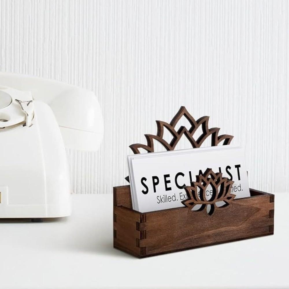 Lotus Shape Tissue Box Holder Wooden Napkin Stand Fashion Card Storage Box Office Desktop
