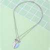 2 Pcs Best Friends Charm Necklace Set Blue And Pink Half Heart Matching Pendant Choker For Girls Friendship Memorial BFF Gift
