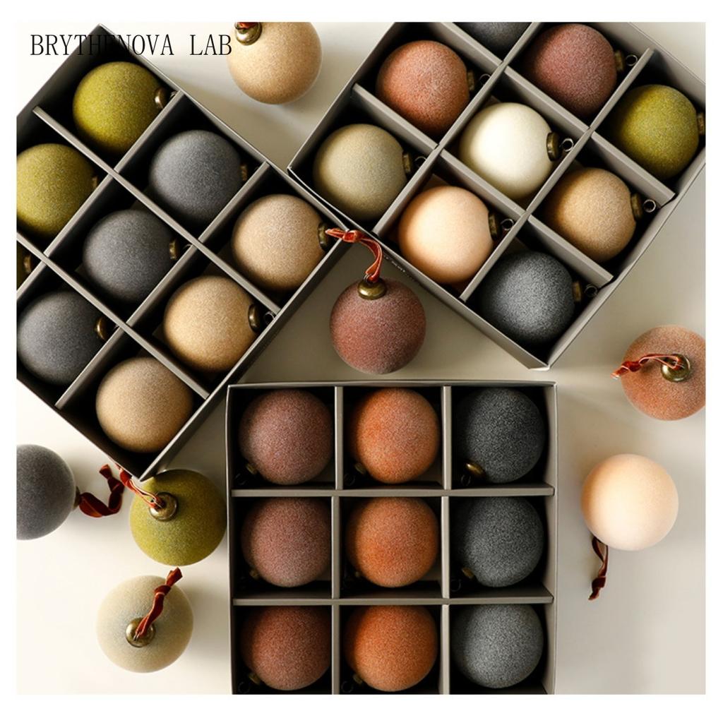 9PCS Elegant Velvet Christmas Ornaments Balls for Christmas Tree Shatterproof Xmas Hanging Decorative for Indoor Holiday Decor