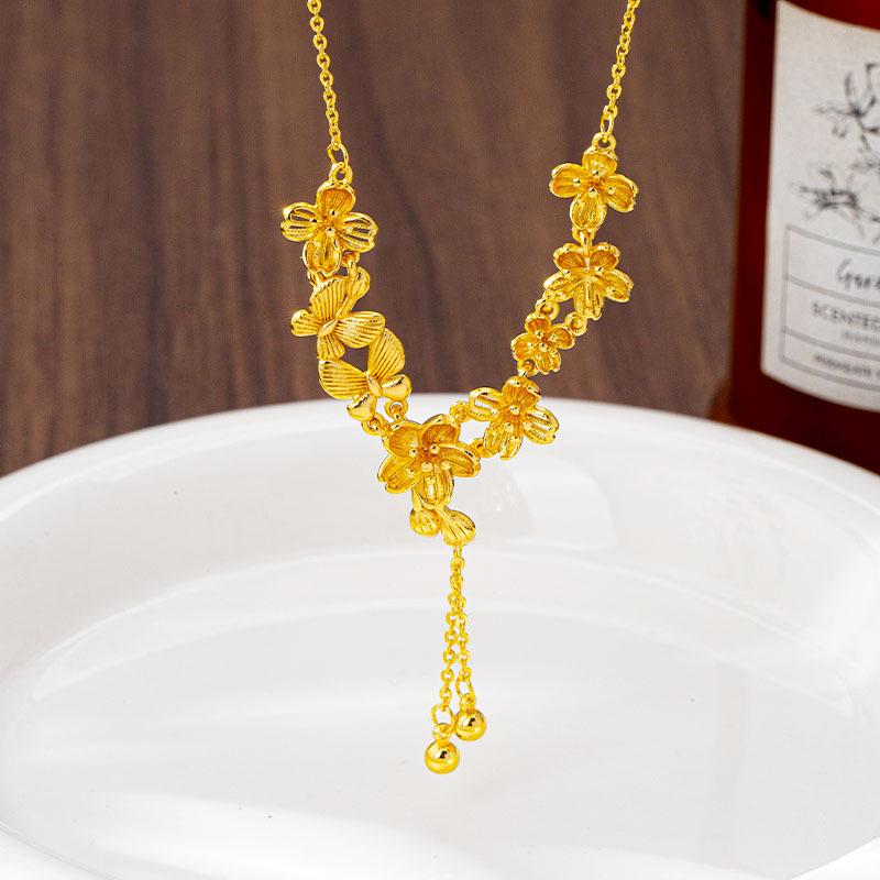 

Elegant Sand Gold Butterfly Tassel Necklace: Women s Luxury Floral Clavicle Chain