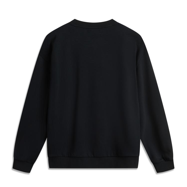 Li Ning Sports Lifestyle Series Crew Neck Long Sleeve Letter Print Sweatshirt Unisex Sweatshirt Black AWDUB69-7