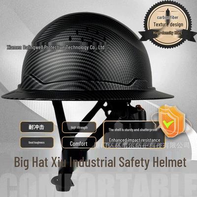 CE Carbonfaser Breiter Rand Sicherheitshelm mit Sonnenschutz und Schlagfestigkeit