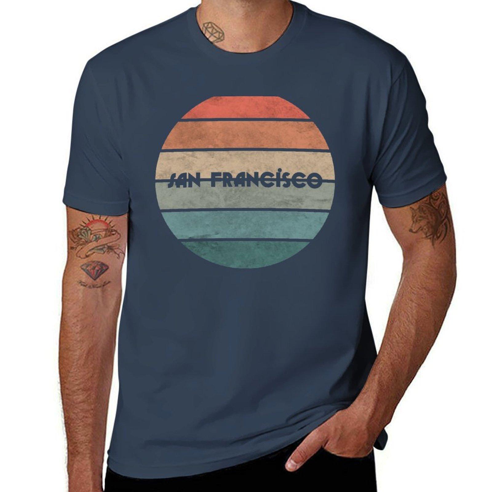 Retro Sunset San Francisco Tshirt Functional Casual Short Sleeve Tee S