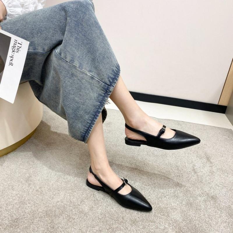 Fashion 2025 Hot Sale Female Shoes Closed Toe Women's Sandals Daily Dress Sandals Women Pointed Toe Slip On Buckle Low Heel Ladies Shoes