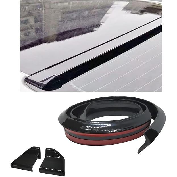 Car Rear Spoiler Roof Lip Kit, Carbon Fiber 3D Rubber Trunk Spoiler Trim Strip Cool Car Decoration, Universal Punch-Free Vehicle Exterior Accessory