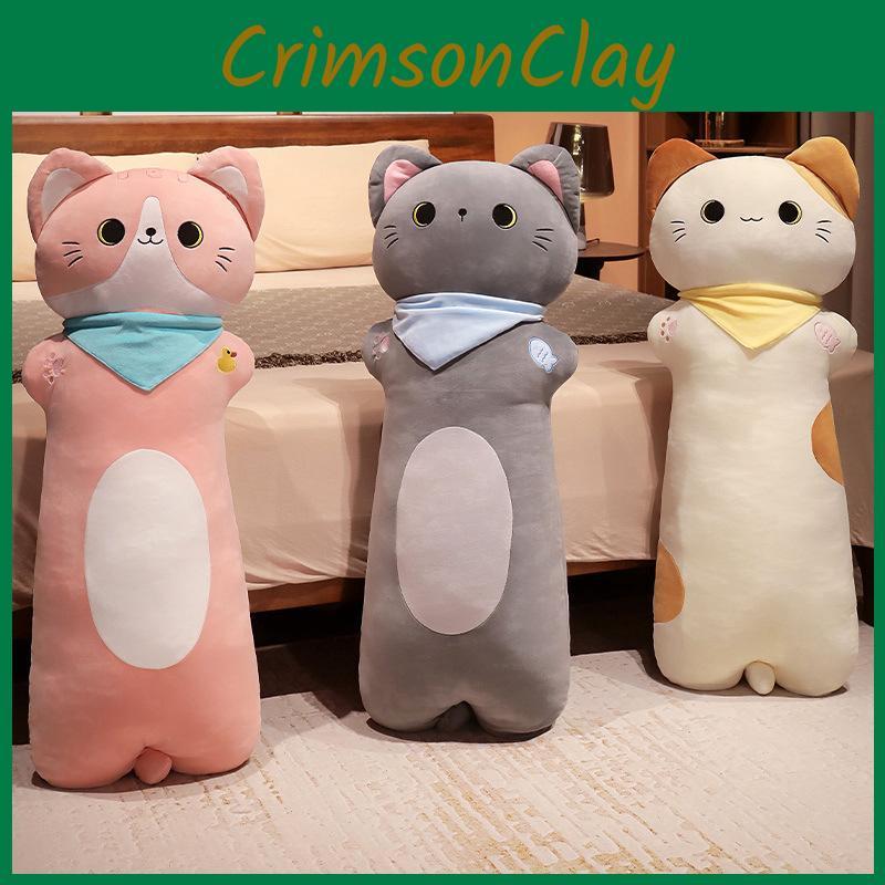 Plush Cat Bib Toy Long Pillow Cartoon Stuffed Doll Decoration Kids Cute Gift