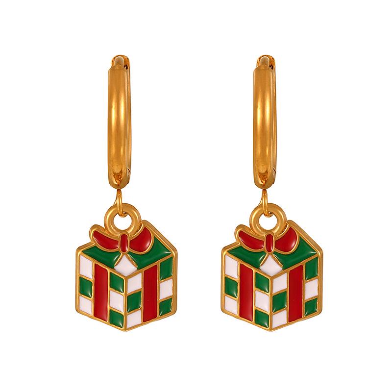 European & American Reindeer Christmas Tree Pendant Cute Alloy Bell Sock Ear Cuffs for Women