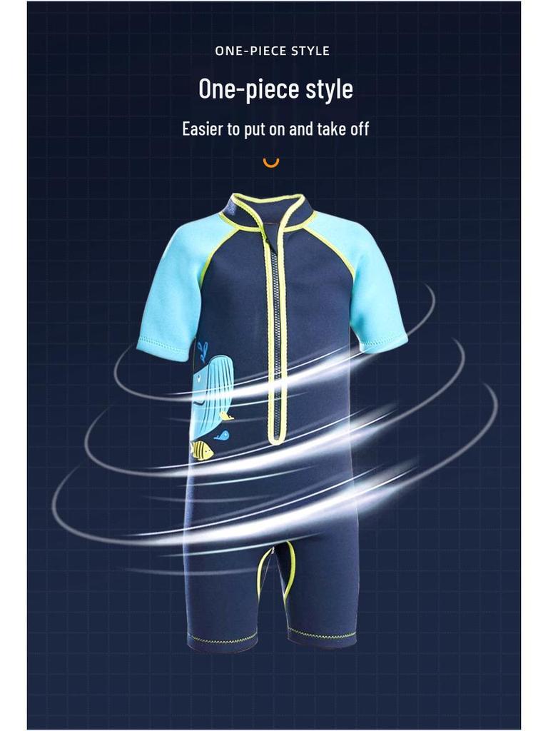 Kinder Kurzarm-Einteiler Badeanzug mit Sonnenschutz und schnelltrocknendem Stoff