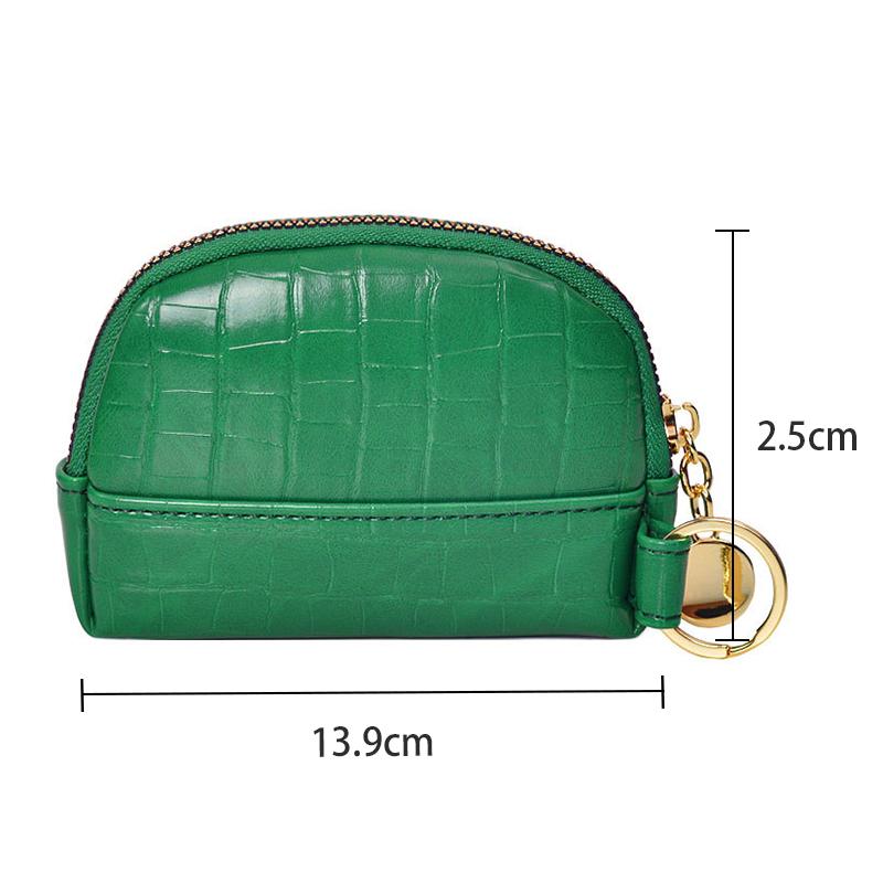Shell Small Wallet Pu Leather Coin Purse Simple Card Holder Korean Solid Color Zipper Key Case Mini Handbag