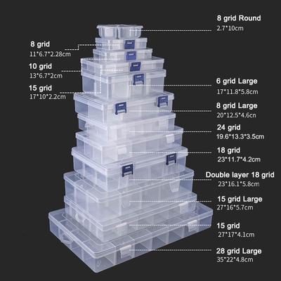 6-36 Grids Compartment Plastic Storage Box Jewelry Earring Bead Holder Display Case Organizer Container