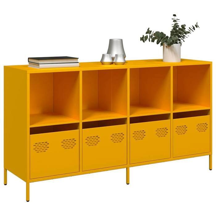 VidaXL Buffet jaune moutarde 135x39x73,5 cm acier laminé à froid, meuble de rangement, meuble de rangement de cuisine, 3307164
