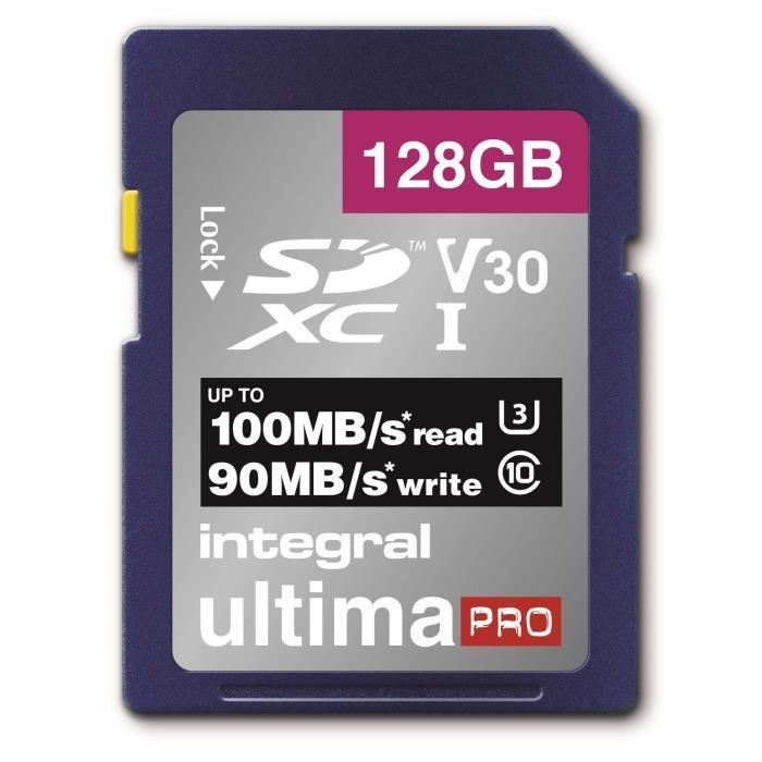 Integral memory premium high speed sdhc/xc v30 uhs-i u3 carte sdxc 128gb