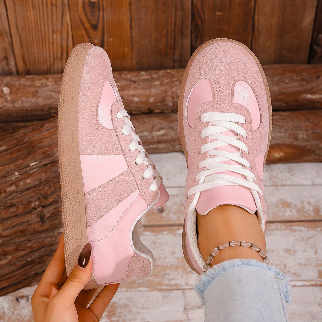 Women Sneakers Classic Spliced German Trainer Shoes Flat Sneakers Spring Autumn New Casual Lace-Up Sporty Shoes For Women