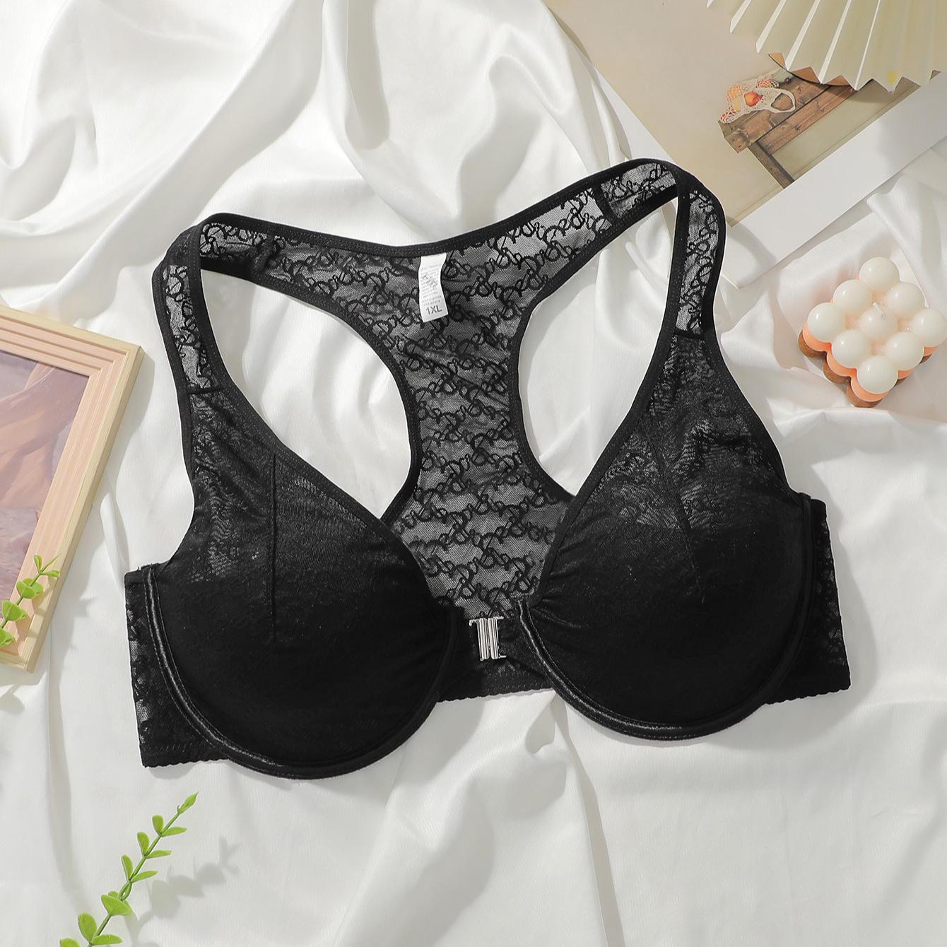 

Европейский и американский сексуальный поддерживающий бюстгальтер на косточках, простой и повседневный дизайн XL чёрный