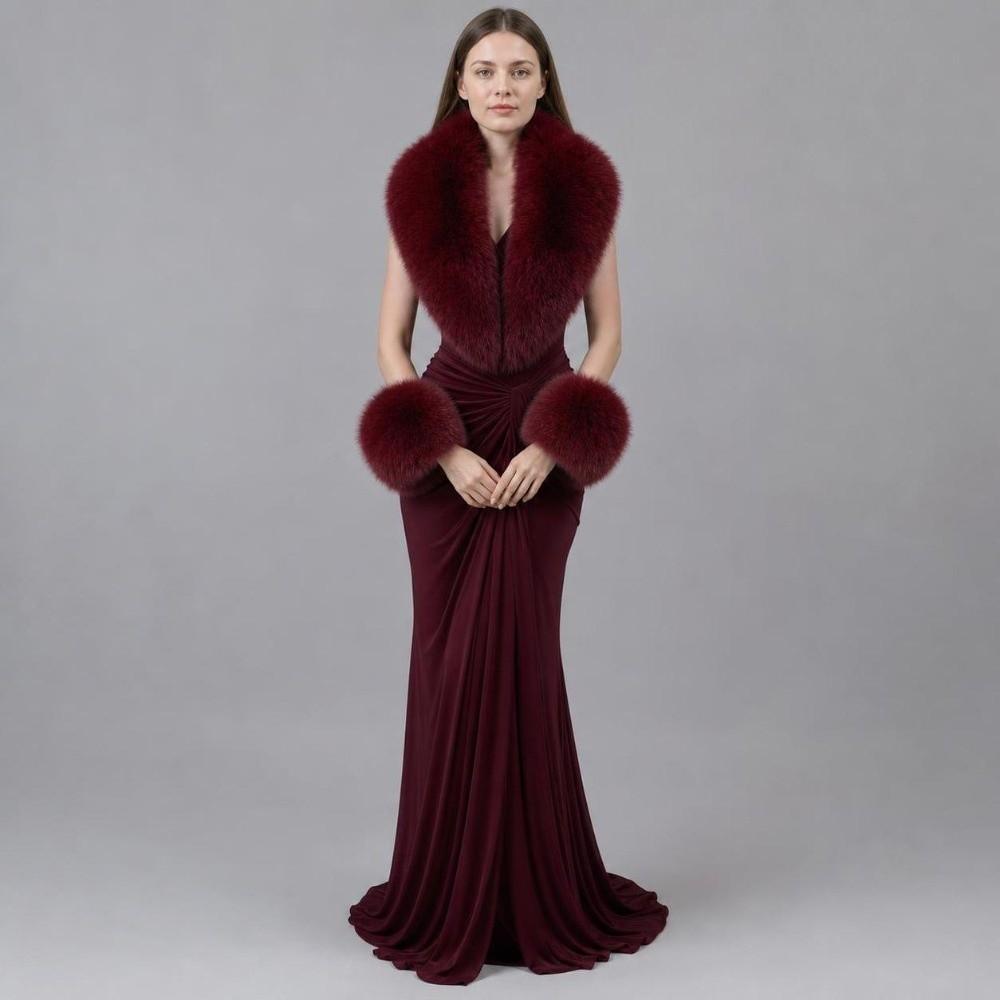 Detachable Collar Cuffs Set Soft Touch Neck Warmer Versatile Faux Fur Scarf Shawl Evening Date