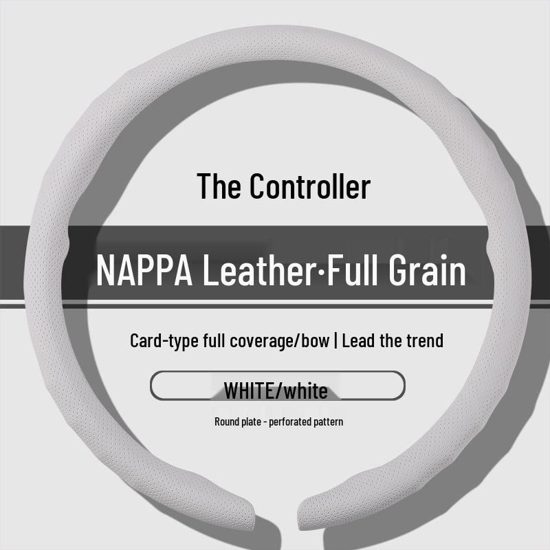 Premium Nappa Leather Steering Wheel Cover - Anti-Slip, Breathable, Ultra-Thin, All-Season