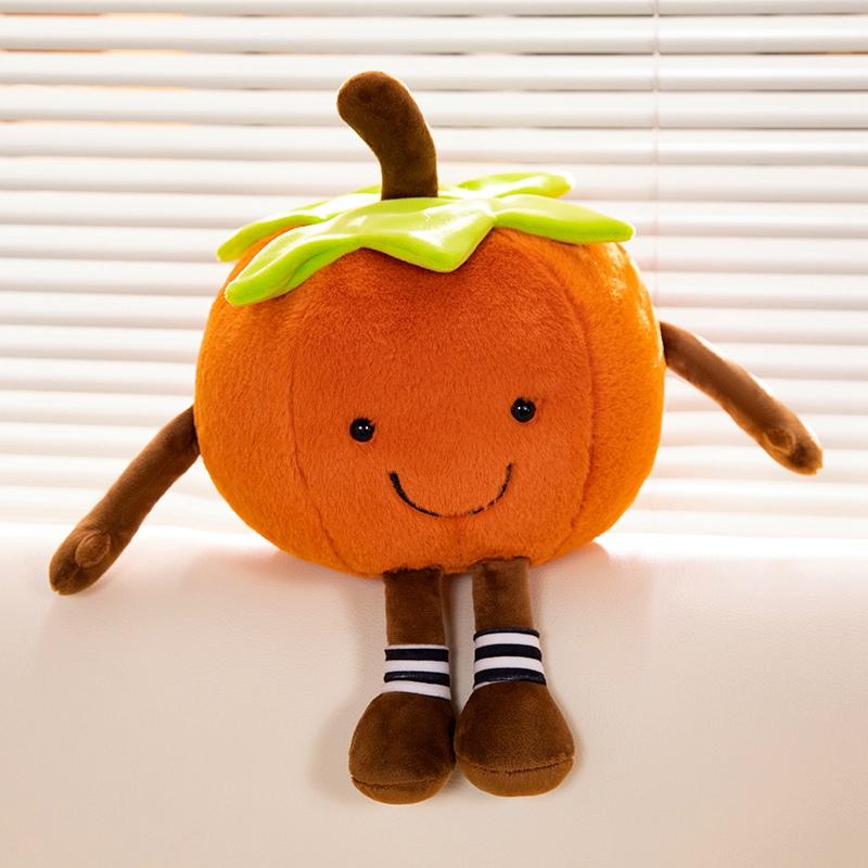 1Pc Cartoon Fruit Persimmon Tomato Plush Stuffed Doll Vegetable with Leg Soft Plush Toy Sofa Decor Kid Birthday Gift