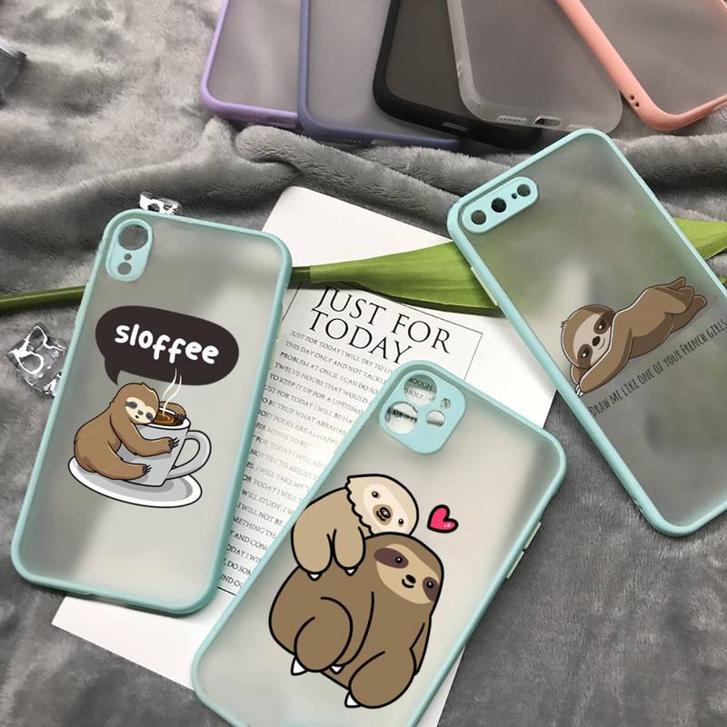 

Sloth Cute cartoon Phone Case matte transparent For iphone 7 8 11 12 13 plus mini x xs xr pro max cover