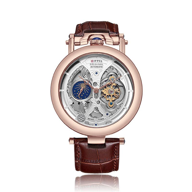 Brand Men's Watch Hollow Through the Bottom True Tourbillon Waterproof Leather Business Watch Men's Mechanical Watch Support