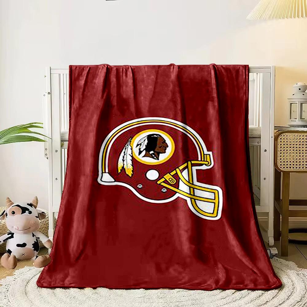 Red Football Helmet with Feather Logo Design, Flannel blanket for bedroom, living room, sofa, and nap sofas.