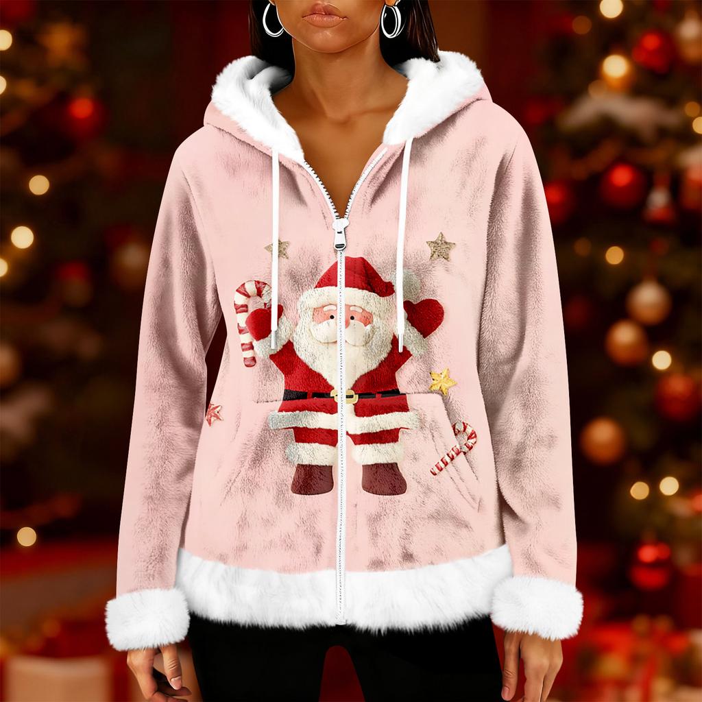 Cárdigan con Capucha de Forro Polar Casual de Moda para Mujer con Cremallera y Manga Larga