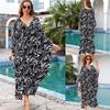 European & American Cotton Print Plus Size Loose Beach Dress Cover-Up for Women