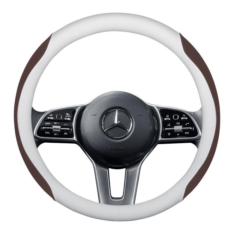 Genuine Leather Nappa Anti-Slip Steering Wheel Cover - Universal Fit, Embossed, Wear-Resistant, Comfortable for All Seasons