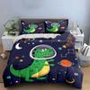 Dinosaur Astronaut Space Theme Bedding Duvet Cover Set  (1*Duvet Cover 2*Pillowcases, without duvet insert)