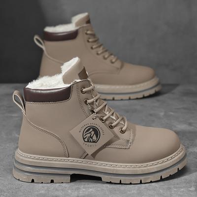 Herren Martin Stiefel Herbst neu Fleece verdickt Outdoor Schuhe Britischer Stil Retro große gelbe Stiefel Herrenschuhe