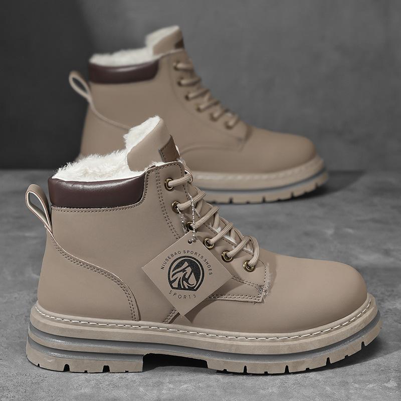 Men's Martin Boots Autumn New Fleece Thickened Outdoor Shoes British Style Retro Big Yellow Boots Men's Shoes