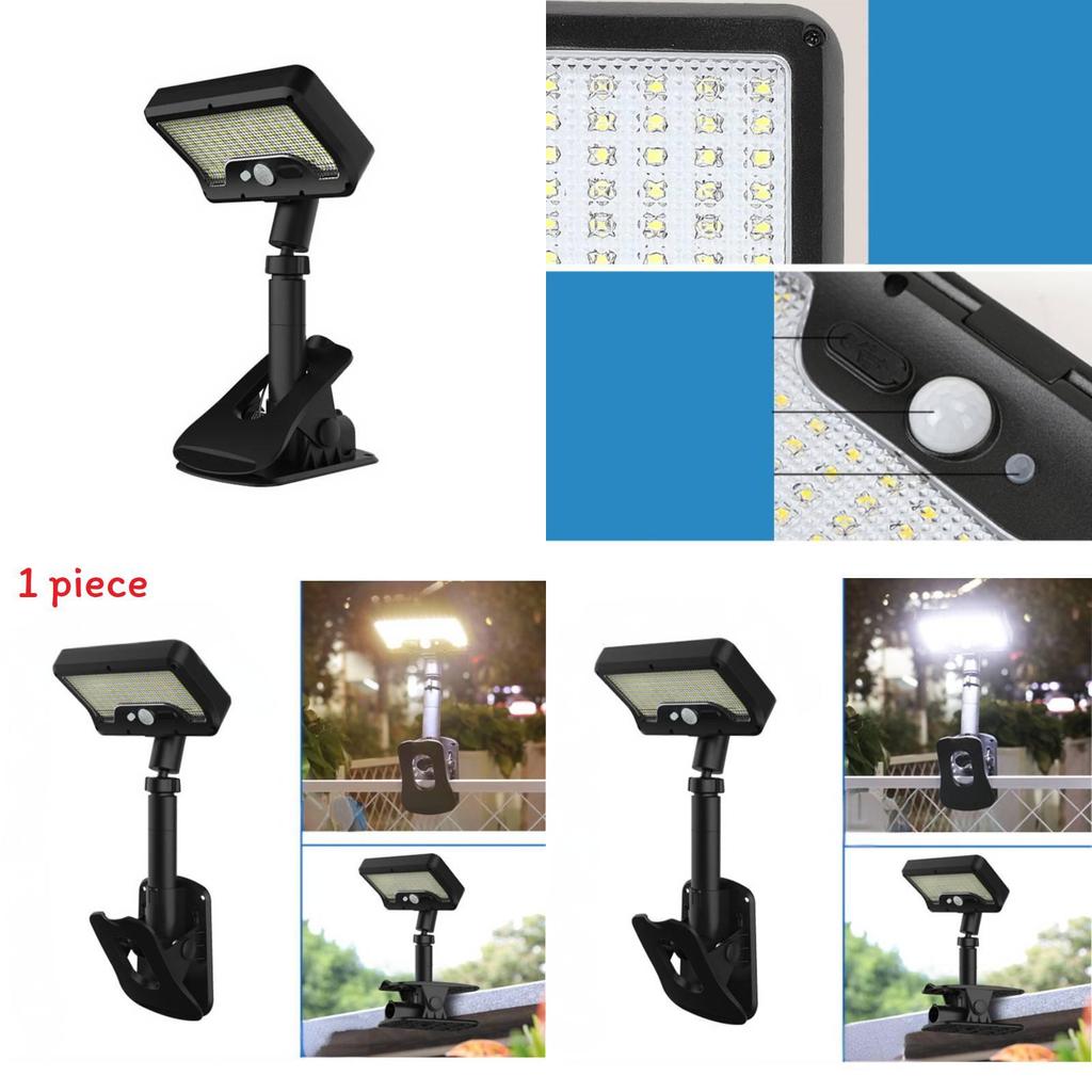Solar Powered Led Clamp Light For Outdoor Garden Patio Lawn With Motion Sensor