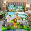 Animal World Bedding Set For Kids, Duvet Cover, Queen Cartoon Pattern, Comforter Cover,Elephant,Tiger,Lion Bed Set For Teen Boy