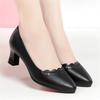 Women High Quality Square Heel Pumps Lady Classic Black Office Heel Shoes Soft Comfort Women Shallow Mouth Single Shoes