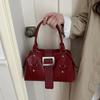 Yogodlns Women Y2K Bowling Handbag Retro Metal Buckle Design Shoulder Bag Vintage Faux Leather Detachable Strap Crossbody Bag for Shopper