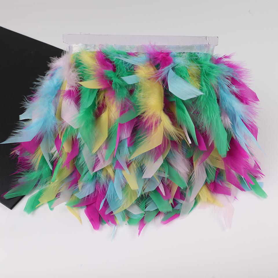 Feather10Meters Turkey Feather Trim Fringe 10-15CM Marabou Feathers Ribbon Handicrafts Clothes Dress Sewing Plumes Decoration
