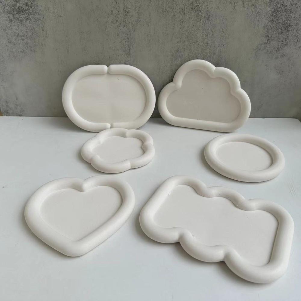 Craft Supply Silicone Silicone Molds Heart Shape White Storage Tray Silicone Mold Flower Shape Coaster Mold Home Decoration
