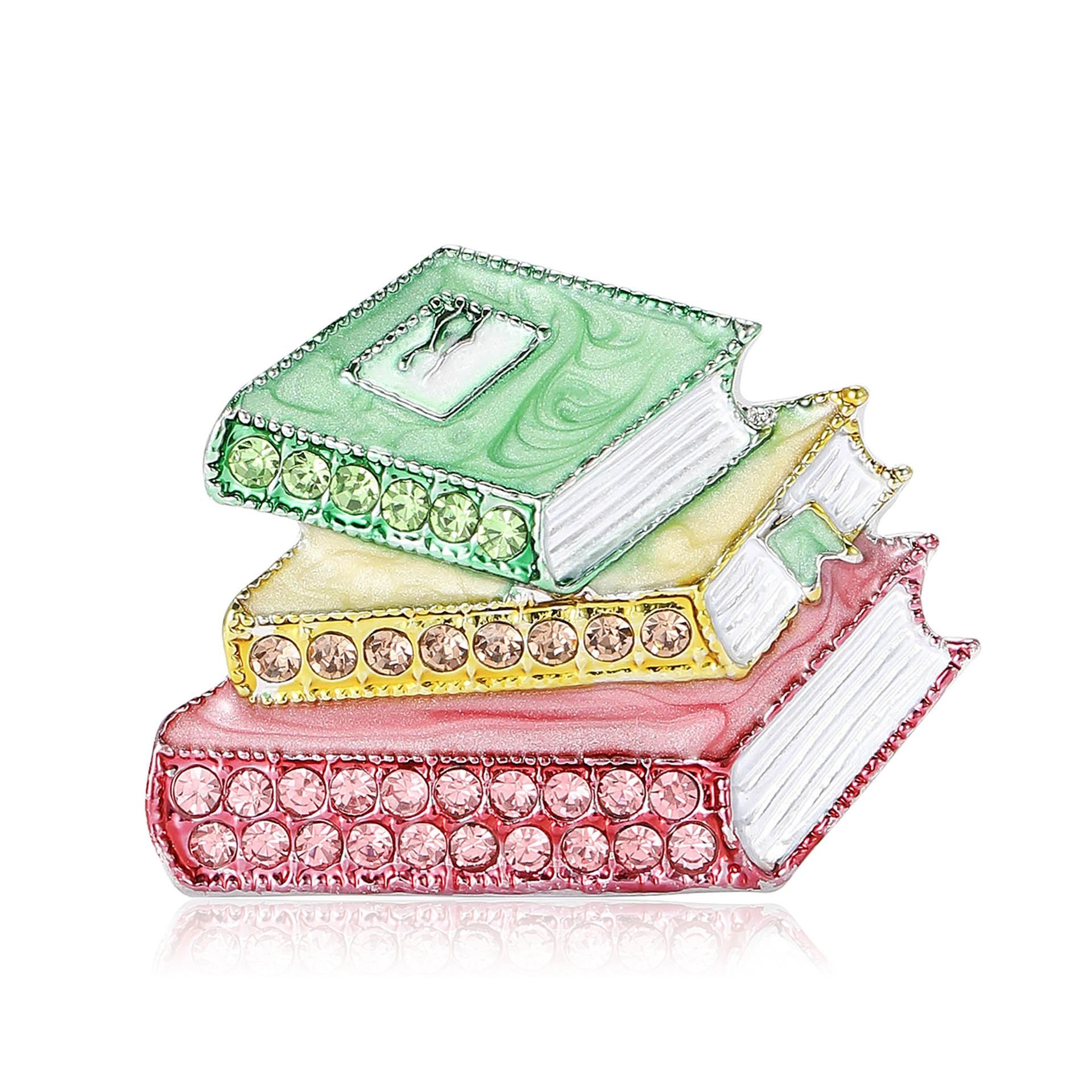 

Новая брошь в форме трех книг со стразами, эмалью, изысканная и креативная, для мужской и женской одежды, украшение в виде цветка на грудь разноцветный
