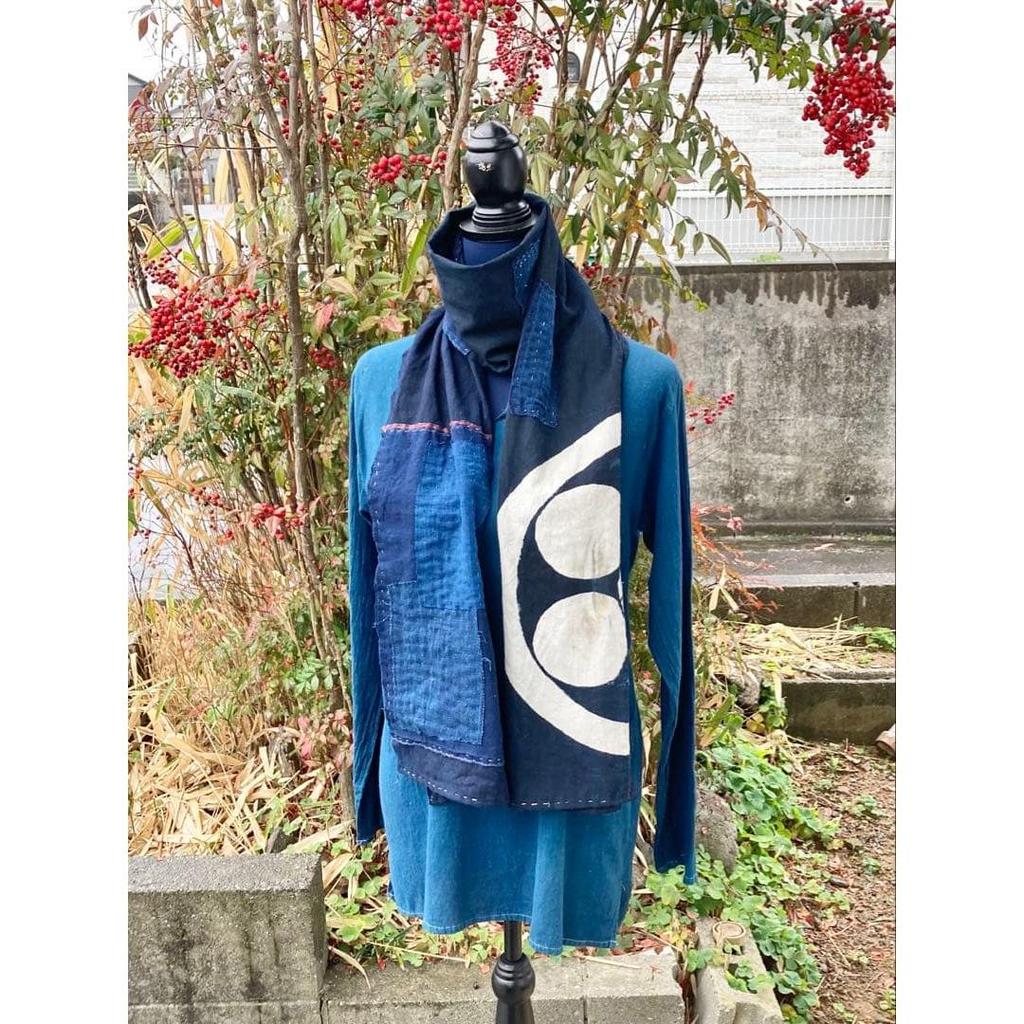 Used B33 Rags, Stole, Old Cloth, Remake, Indigo Dye, Tsutsugaki, Patchwork, Pieced Together