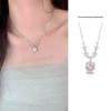 S925 Sterling Silver Pink Diamond Star Pendant Necklace for Women - Light Luxury High-End Design