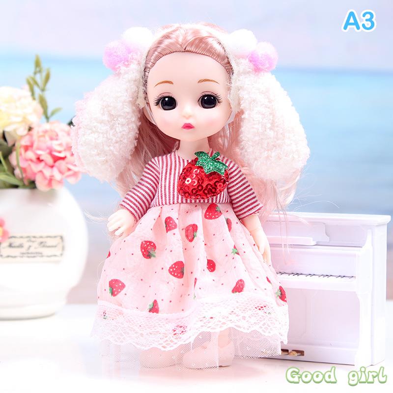 New 16 Cm Bjd Mini Doll Movable Joint Girl Baby 3D Big Eyes Beautiful Diy Toy Doll With Clothes Dress Up 1/8 Fashion Doll