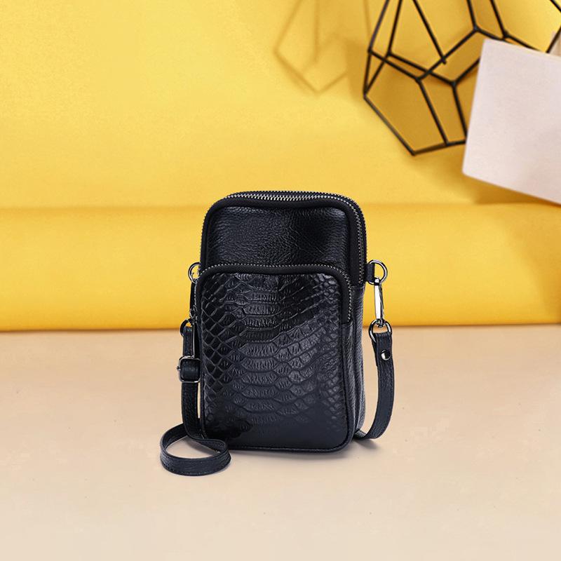 Skórzana Torba na Telefon Komórkowy Crossbody Damska z Pierwszej Warstwy Skóry Bydlęcej Wzór Aligatora Torba Damska na Ramię Torba na Telefon Komórkowy Mini