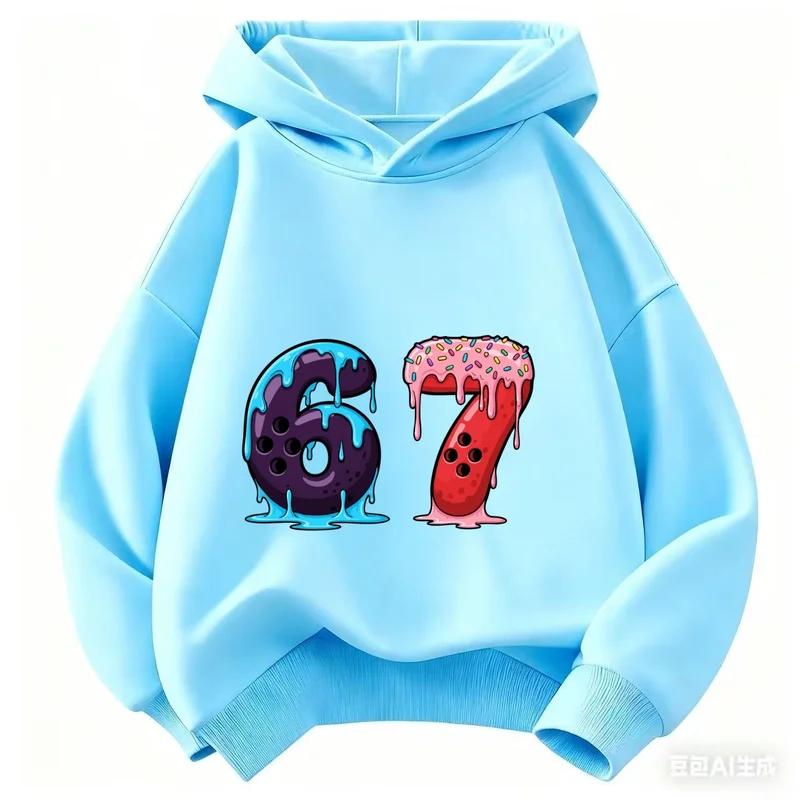 Cartoon Girls Boy Hoodie 67 Six Seven Print Clothing Rouba a BrainRot Brainrot Sweatshirt Kids Fashion Tops